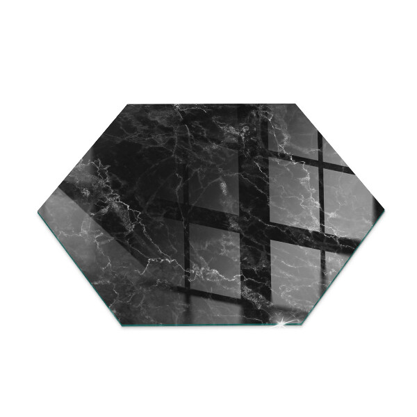 Glass wood burner hearth hexagonal Stylish marble motif