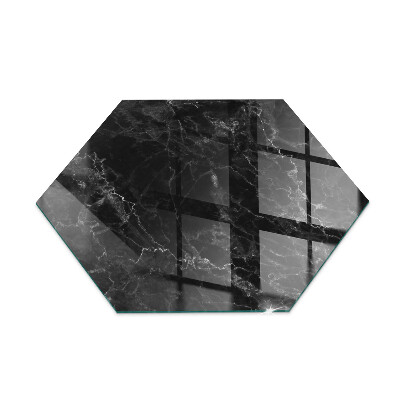 Glass wood burner hearth hexagonal Stylish marble motif