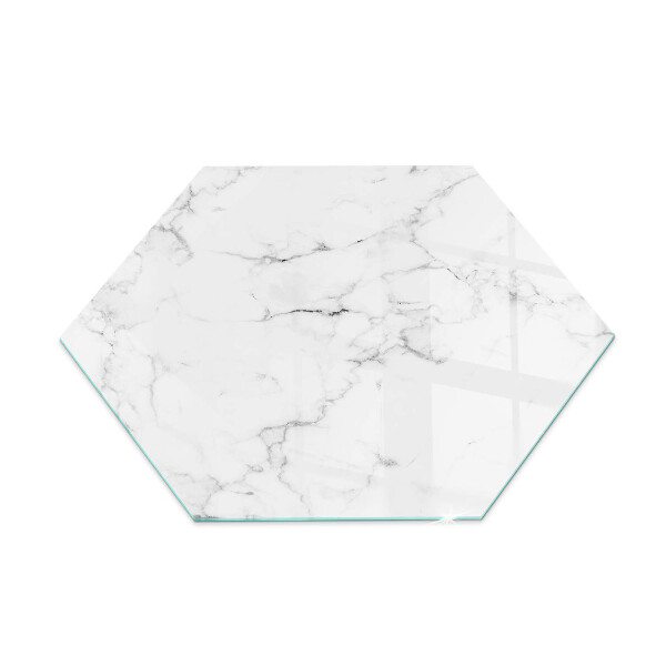 Glass hearth for log burner hexagonal Marble motif with delicate veins