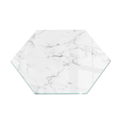 Glass hearth for log burner hexagonal Marble motif with delicate veins