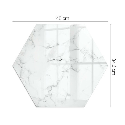 Glass hearth for log burner hexagonal Marble motif with delicate veins