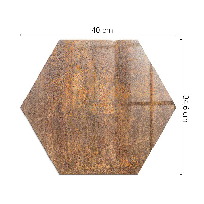 Glass hearth for log burner hexagonal Rust print on metal surface