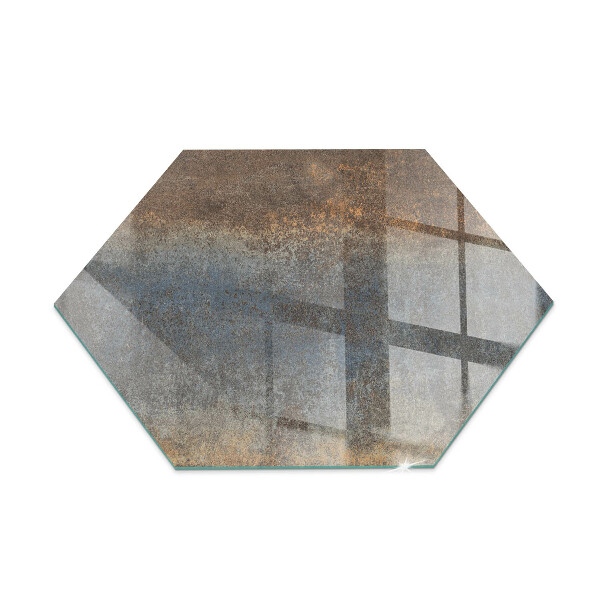 Glass wood burner hearth hexagonal Abstract pattern with varied textures