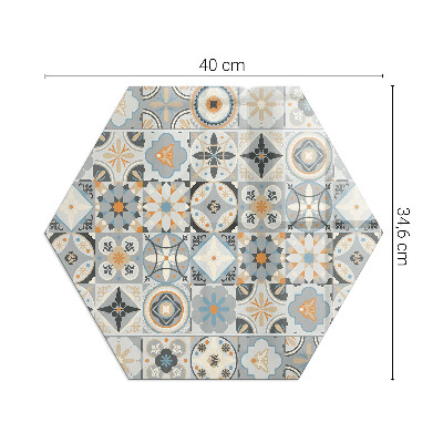 Glass hearth plate hexagonal Mosaic patterns in tiled shapes