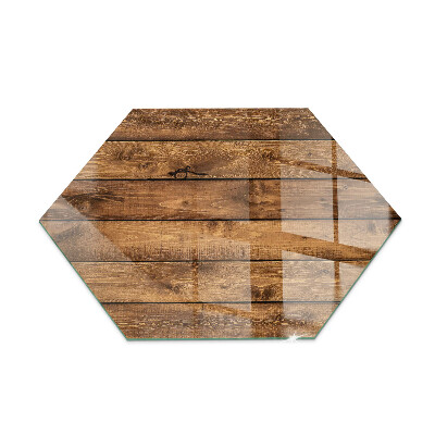 Glass wood burner hearth hexagonal Natural wood grain