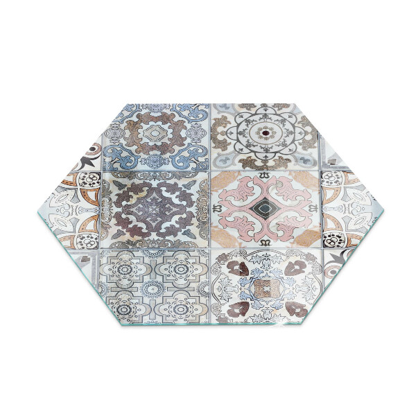 Glass hearth plate hexagonal Mosaic patterns in tiles