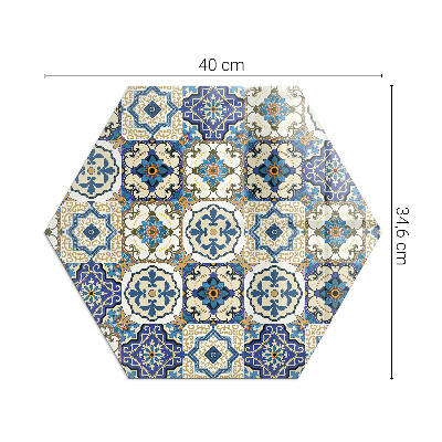 Glass hearth for log burner hexagonal Mosaic motif with floral accents