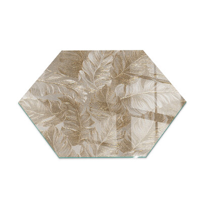 Glass wood burner hearth hexagonal Delicate leaf patterns