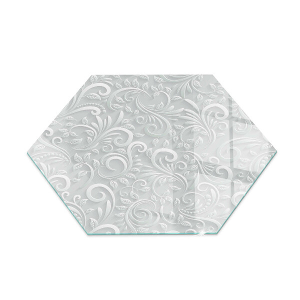 Glass hearth plate hexagonal Stylish plant motif