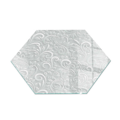 Glass hearth plate hexagonal Stylish plant motif