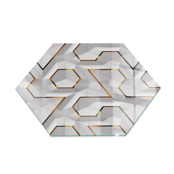 Glass hearth pad hexagonal Pattern of three-dimensional shapes