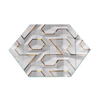 Glass hearth pad hexagonal Pattern of three-dimensional shapes