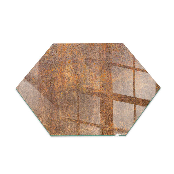 Glass hearth pad hexagonal Rusty pattern on the background