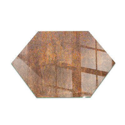 Glass hearth pad hexagonal Rusty pattern on the background