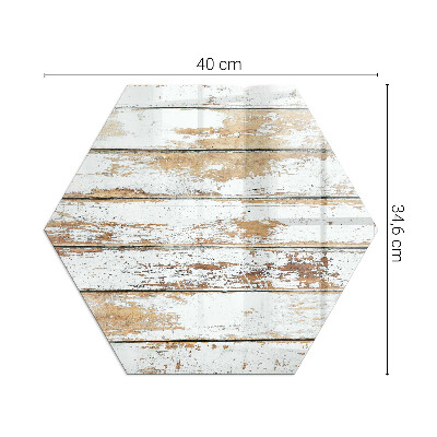 Glass hearth pad hexagonal Rusty wooden board