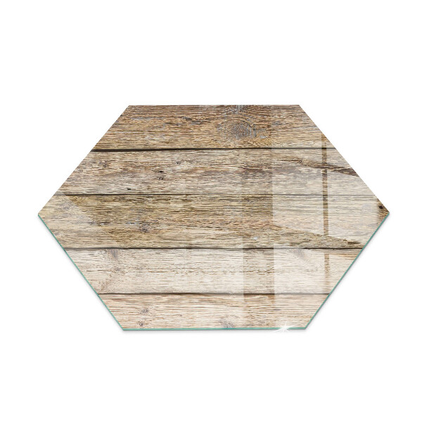 Glass hearth pad hexagonal Wooden grain in a natural style