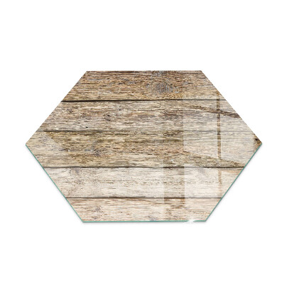 Glass hearth pad hexagonal Wooden grain in a natural style