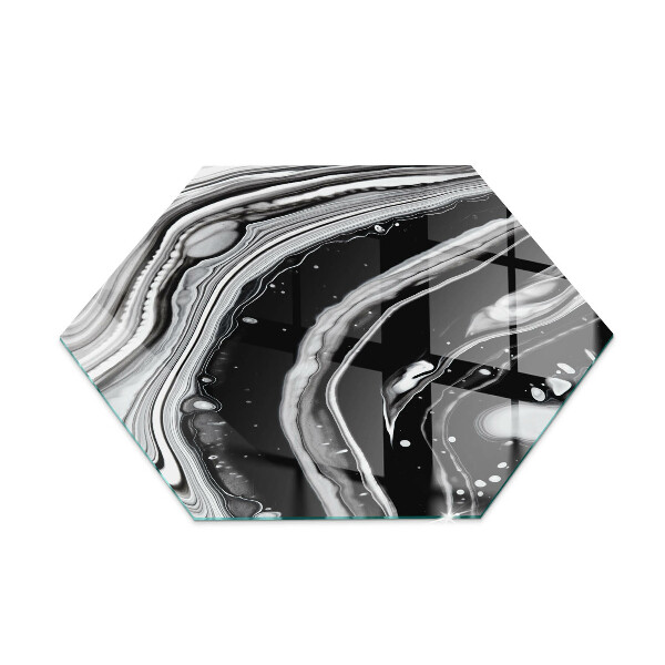 Glass hearth for log burner hexagonal Abstract wavy and linear patterns