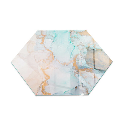 Glass hearth plate hexagonal Fluid abstract motif