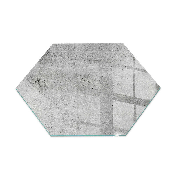 Glass wood burner hearth hexagonal Raw concrete in a minimalist style