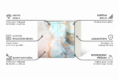 Glass hearth for log burner hexagonal Marble veins in an elegant style
