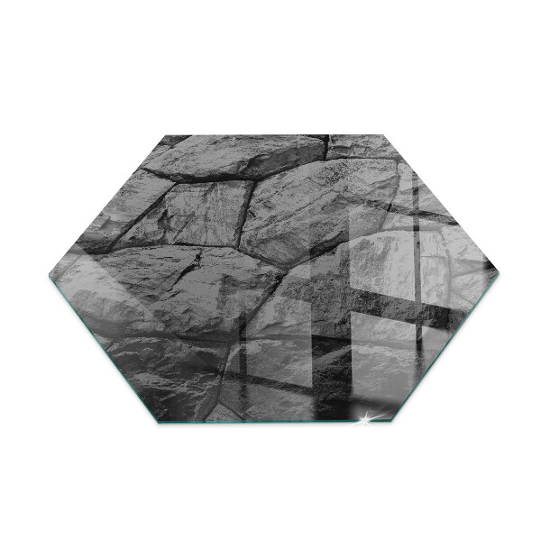Glass hearth pad hexagonal Stone style in a natural version