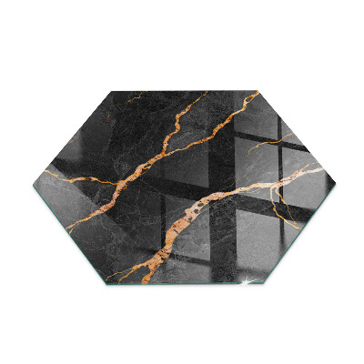 Glass wood burner hearth hexagonal Marble style with delicate veining