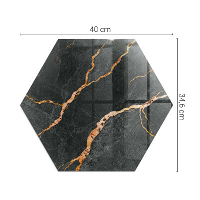 Glass wood burner hearth hexagonal Marble style with delicate veining