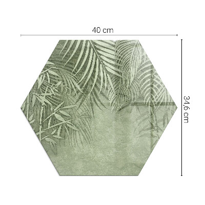 Glass hearth plate hexagonal Tropical leaves on the background