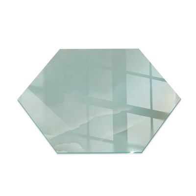 Glass hearth for log burner hexagonal Marble motif in subtle tones