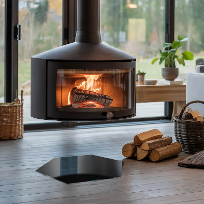 Glass hearth pad hexagonal Color Black