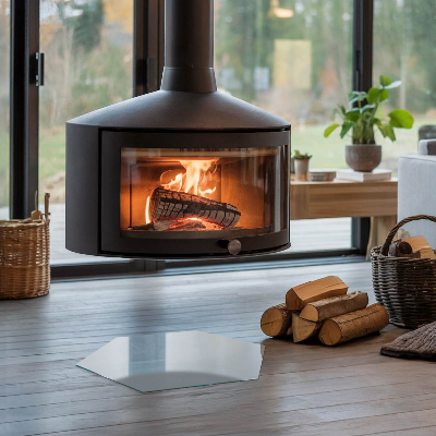 Glass hearth plate hexagonal Color Gray