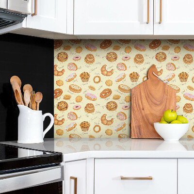 Panel wall covering Donuts, croissants and muffins