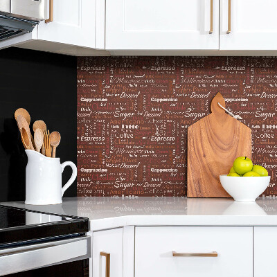 Bathroom wall panel Coffee themes and inscriptions