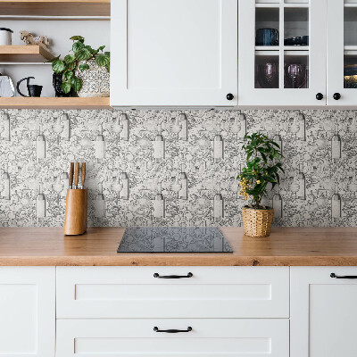 Wall panel Theme with a bottle of wine and vegetables