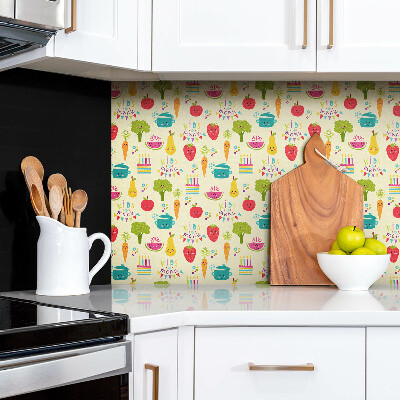 Panel wall covering Cartoon vegetables and fruits