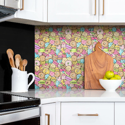 Bathroom wall panel Colorful cartoon sweets