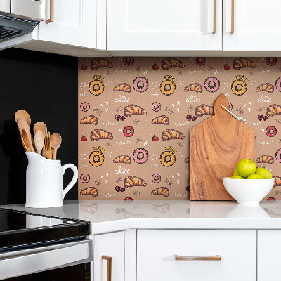 Bathroom wall panel Sweets croissant and donut