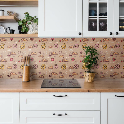 Bathroom wall panel Sweets croissant and donut