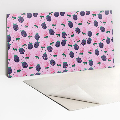 Wall panel Pink cartoon fruits