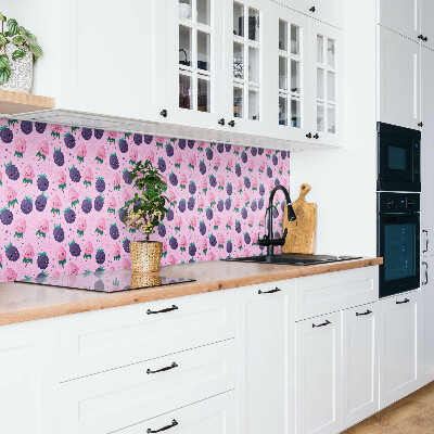 Wall panel Pink cartoon fruits