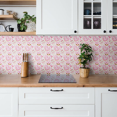 Panel wall covering Pink donuts and pretzels