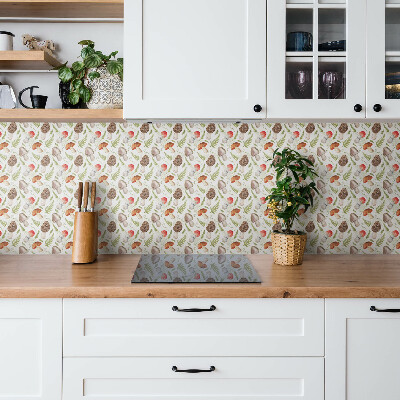 Panel wall covering Mushrooms and ferns