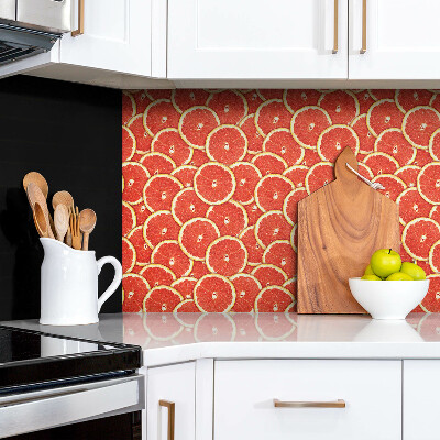 Bathroom wall panel Red grapefruit slices