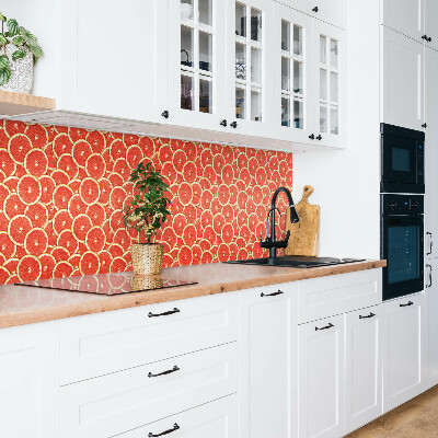 Bathroom wall panel Red grapefruit slices