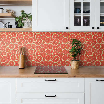 Bathroom wall panel Red grapefruit slices