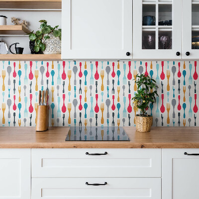 Bathroom wall panel Colorful cutlery