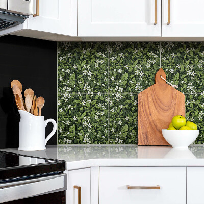 Wall panel White flowers and leaves