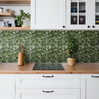 Wall panel White flowers and leaves