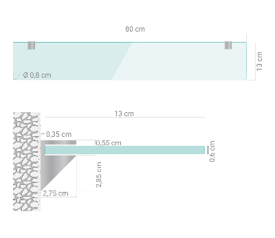 Bathroom mirror wall shelf transparent